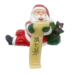 Vintage Celluloid Stocking Holder Hanger Hook Santa Claus Wish List 5" CL68